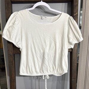 White Puff Sleeve Crop Top